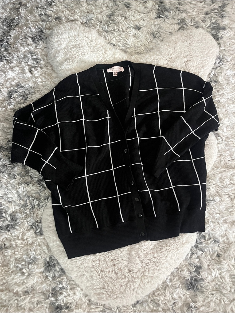 Philosophy black white checkered sweater - Picture 2 of 4